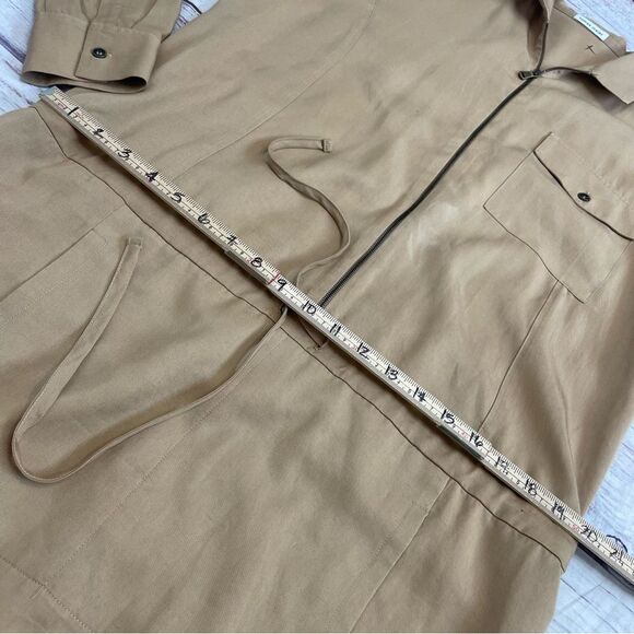 Tomas Maier Long Sleeve Shirt Dress Tan Size 6 Collared PullOver Classic Capsule - Picture 7 of 12